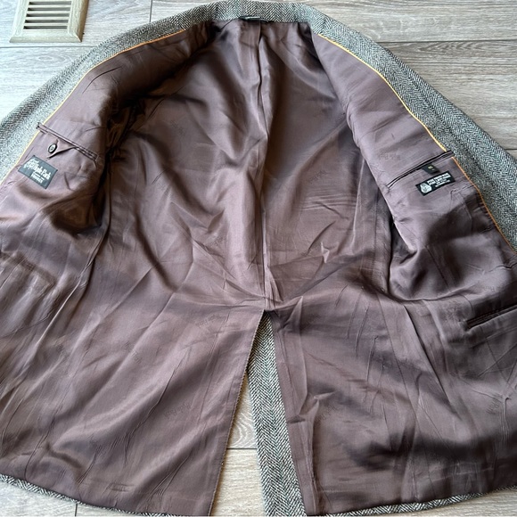 Vintage Hyde Park Union Made Pure Wool Striped Herringbone Tweed Blazer - Picture 10 of 15